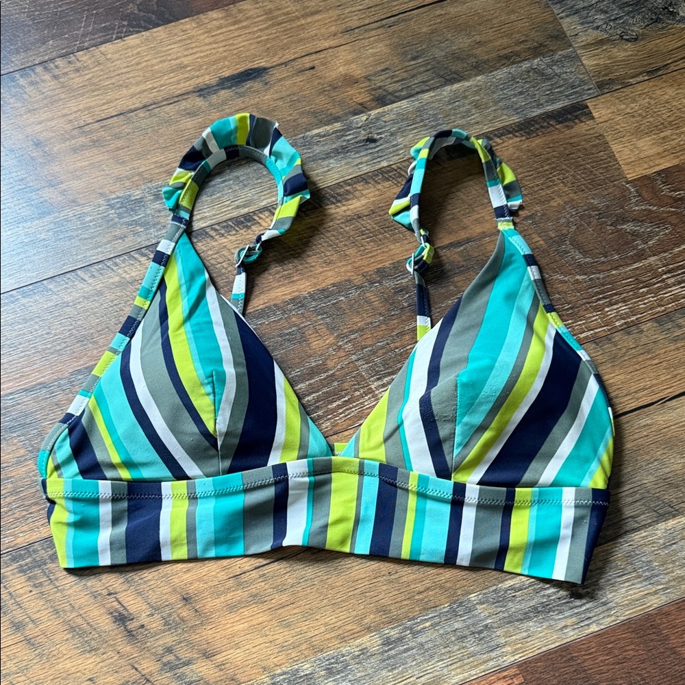 Aerie Striped Bikini Top - Green, Blue, Yellow